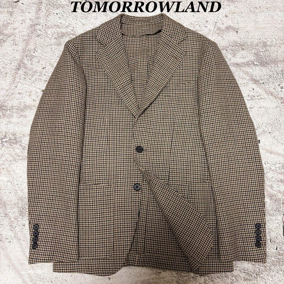 【未使用級】　TOMORROWLAND ジャケット　シングル　段返り千鳥柄　44
