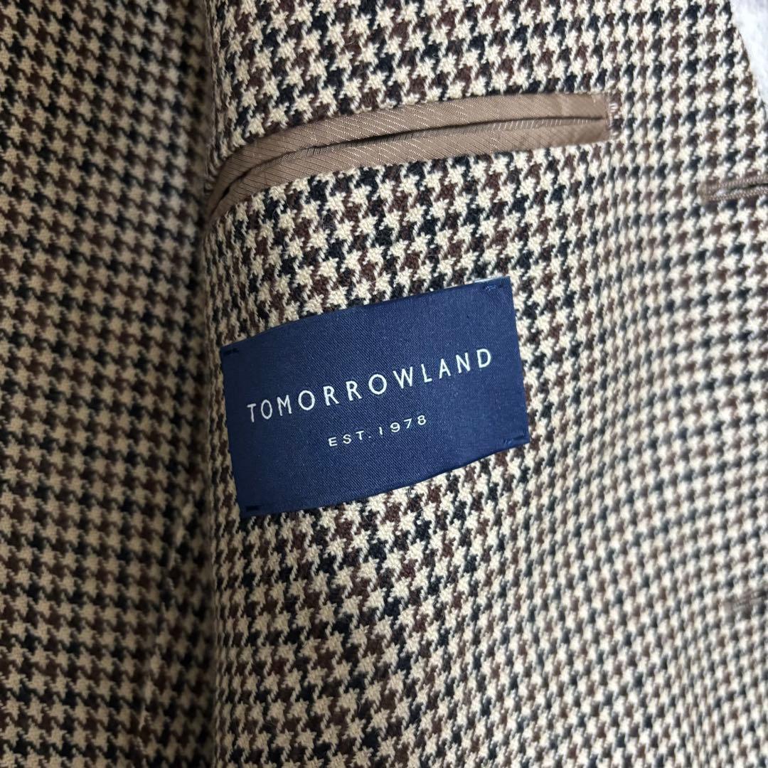【未使用級】　TOMORROWLAND ジャケット　シングル　段返り千鳥柄　44