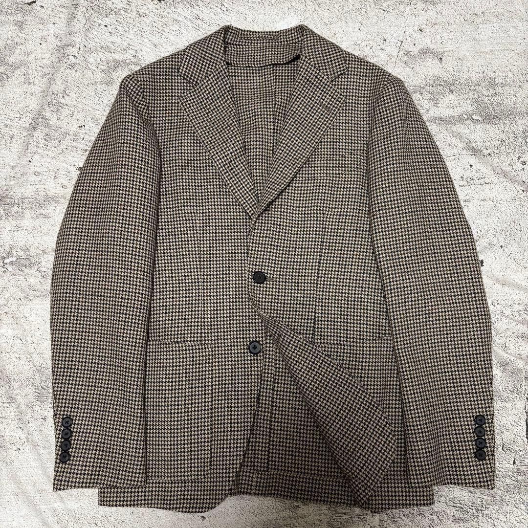 【未使用級】　TOMORROWLAND ジャケット　シングル　段返り千鳥柄　44