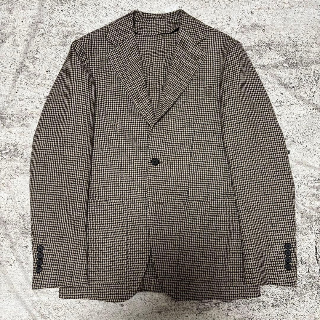 【未使用級】　TOMORROWLAND ジャケット　シングル　段返り千鳥柄　44