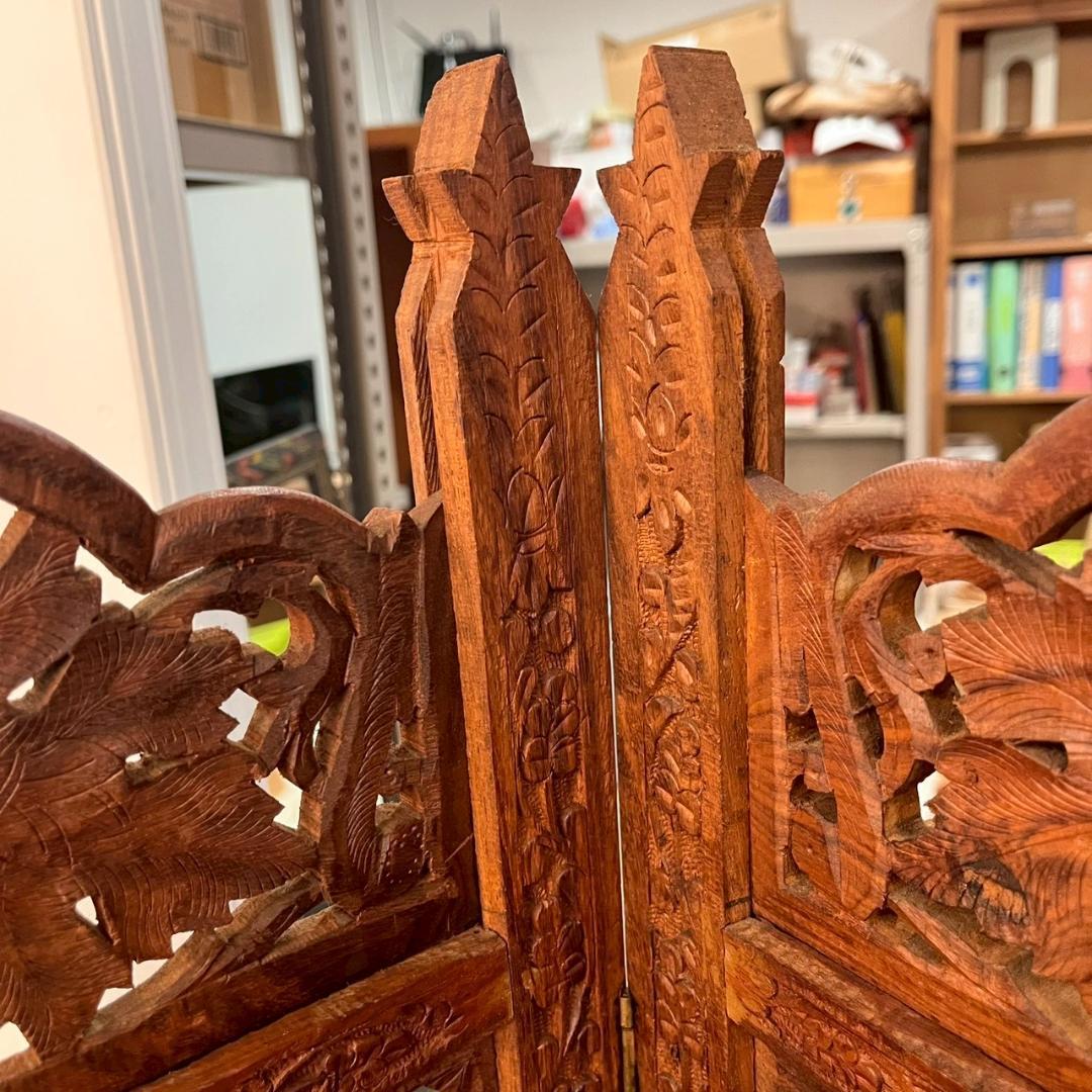 【 チーク 】アジアン パーテンション インド製 衝立 エスニック 仕切り 4連