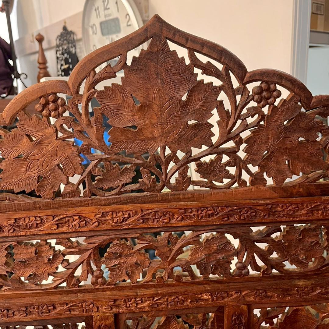 【 チーク 】アジアン パーテンション インド製 衝立 エスニック 仕切り 4連