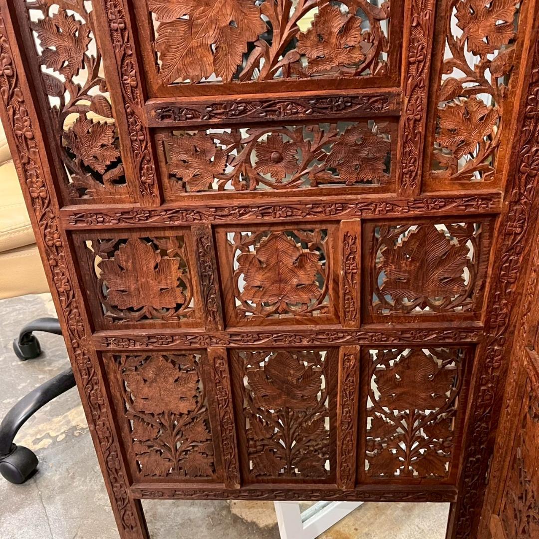 【 チーク 】アジアン パーテンション インド製 衝立 エスニック 仕切り 4連