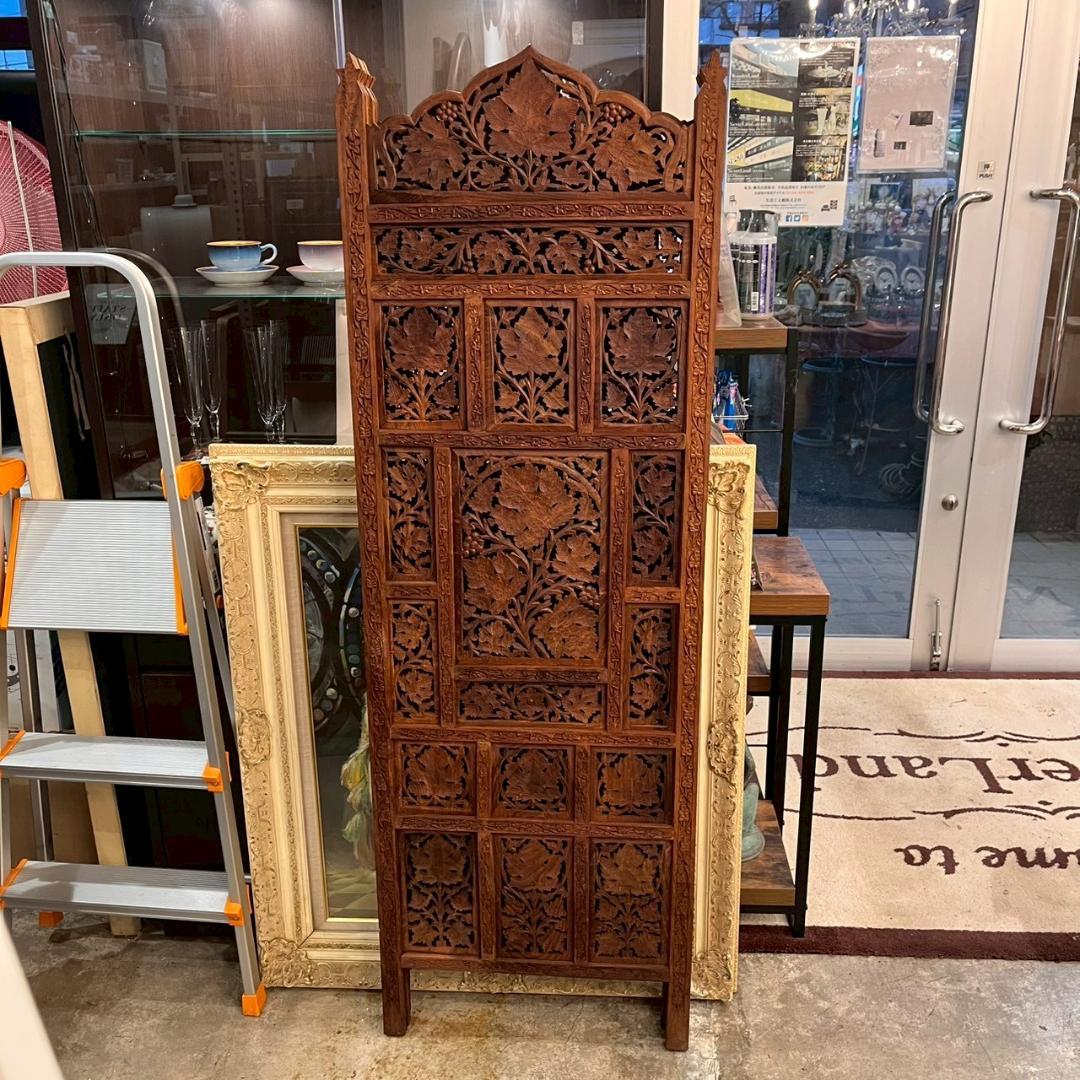 【 チーク 】アジアン パーテンション インド製 衝立 エスニック 仕切り 4連