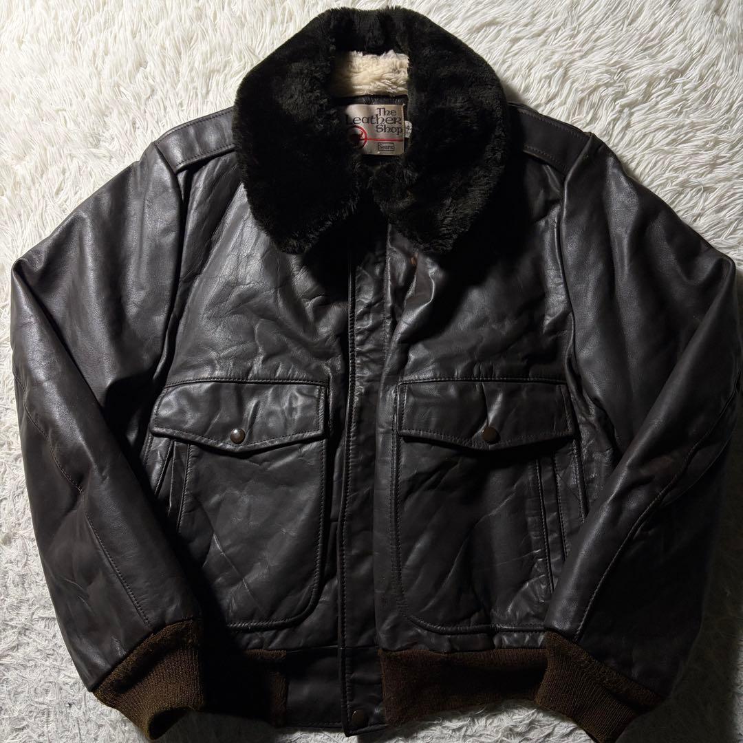 70s USA製 Sears フライトジャケット G-1 襟ボア 42