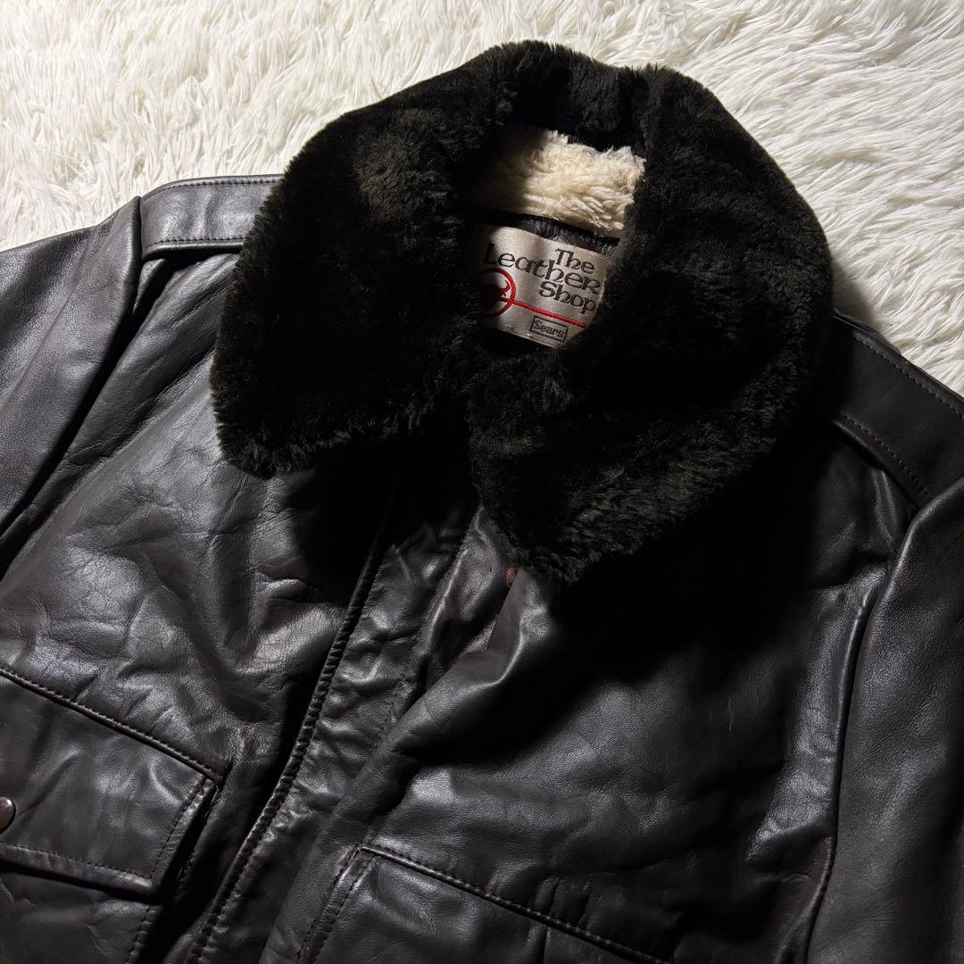 70s USA製 Sears フライトジャケット G-1 襟ボア 42