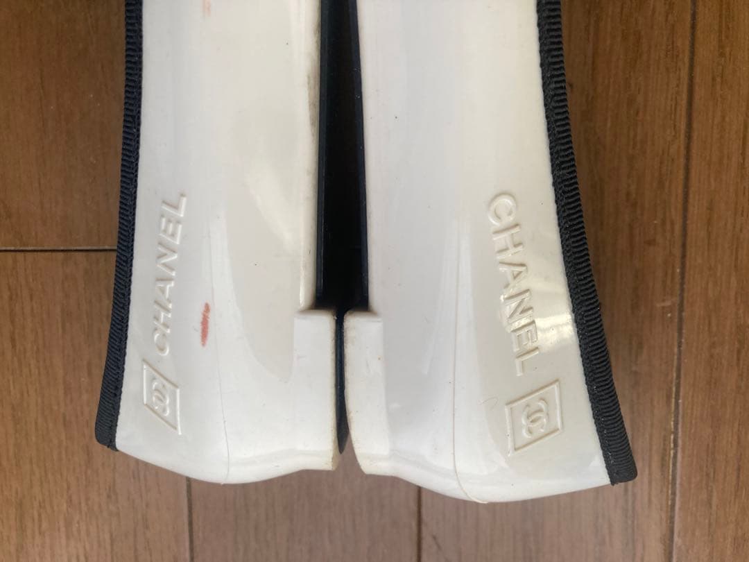 CHANEL バレエシューズ ホワイト/ブラック　塩化ビニール