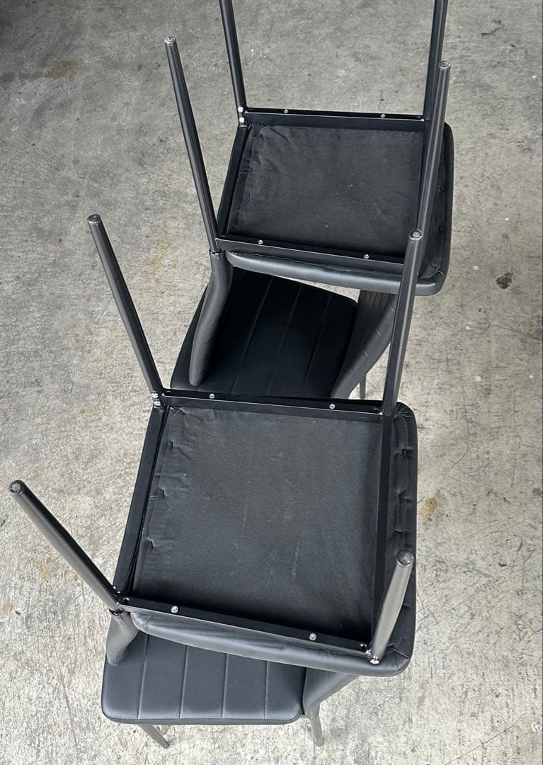 ダイニングチェア レザー 食卓椅子 北欧 リビングチェアブラック　4脚セット