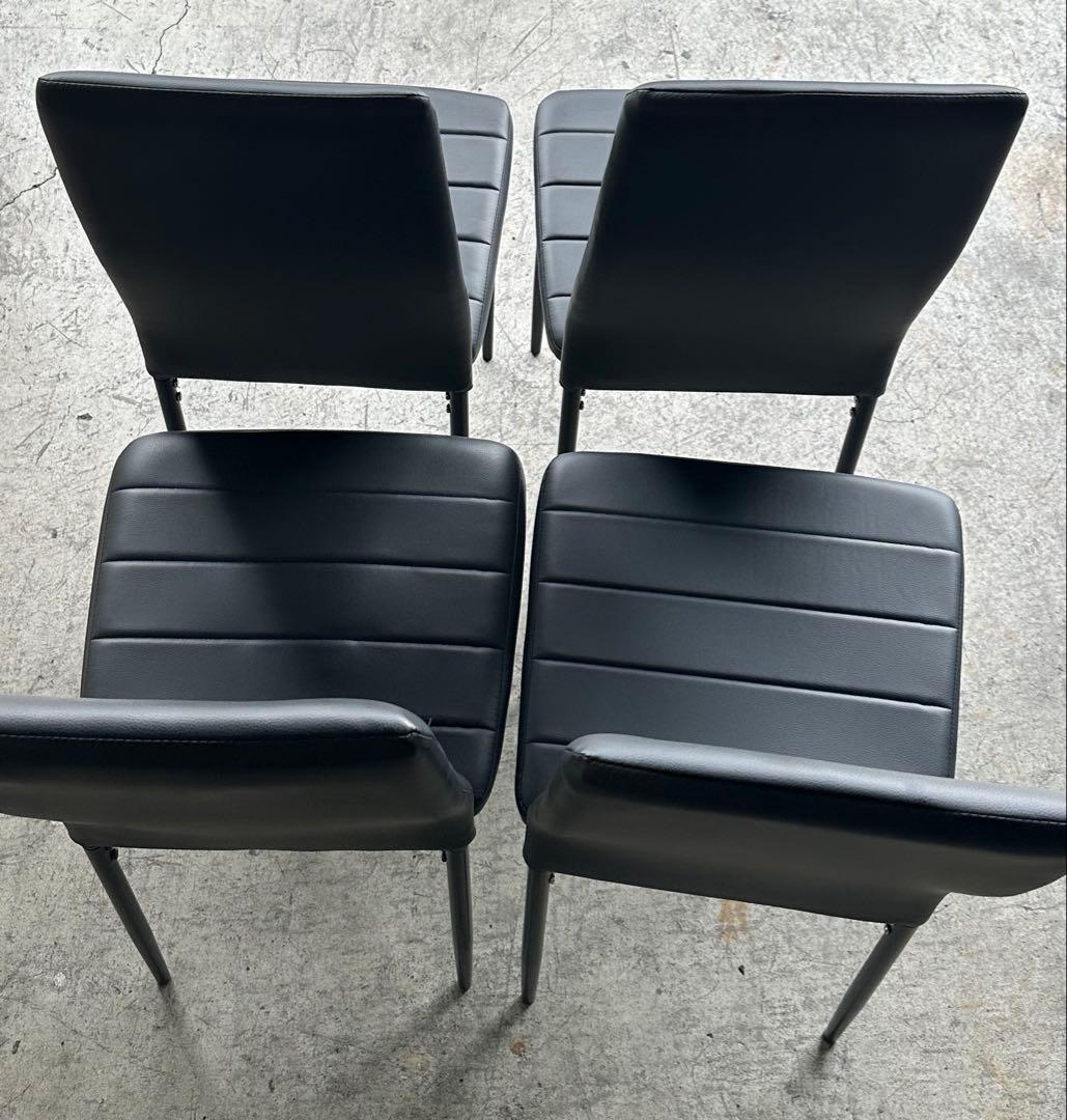 ダイニングチェア レザー 食卓椅子 北欧 リビングチェアブラック　4脚セット