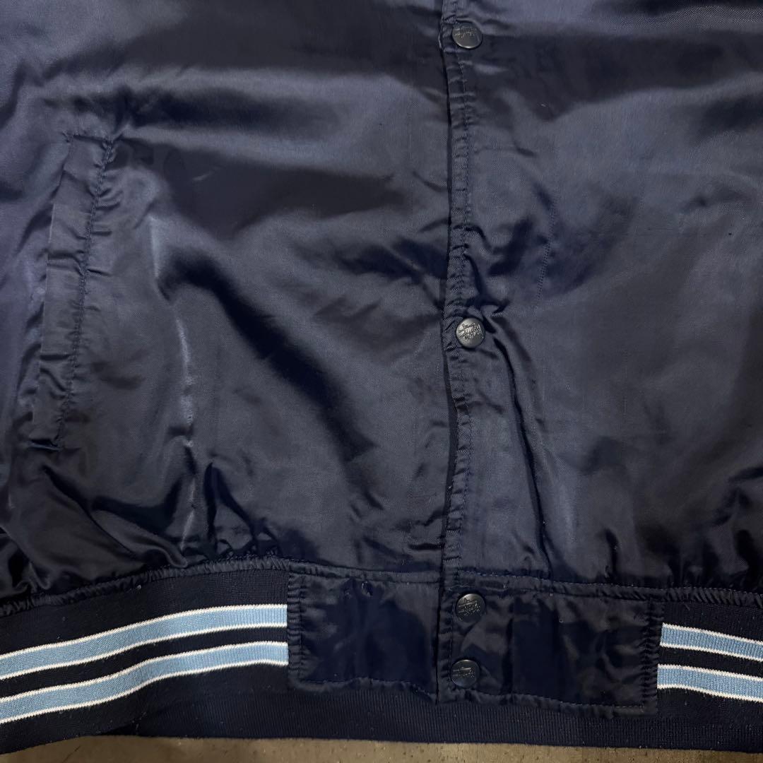 00s y2k old STUSSY 骸骨　ワッペン　スタジャン ネイビー XL