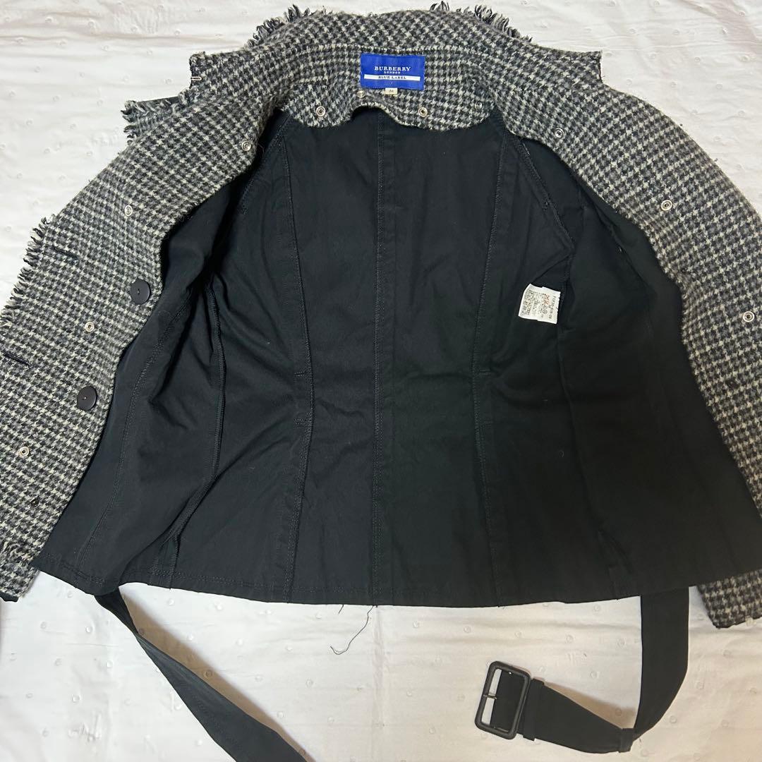 バーバリーブルーレーベル ショート トレンチコート 黒 レディース38 M