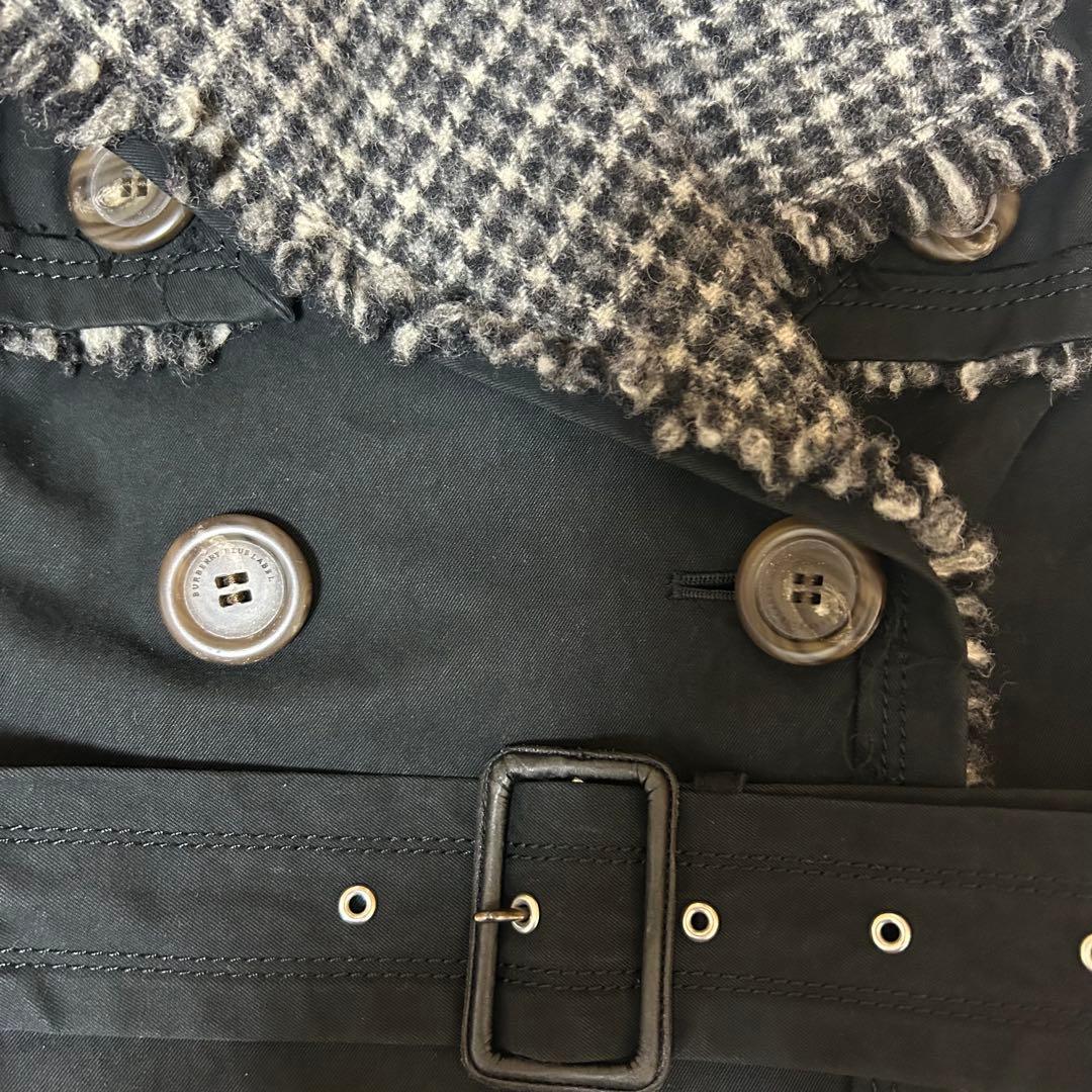 バーバリーブルーレーベル ショート トレンチコート 黒 レディース38 M