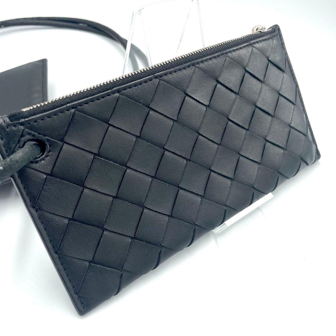 ボッテガヴェネタ ネックウォレット 財布 イントレチャート ブラック レザー