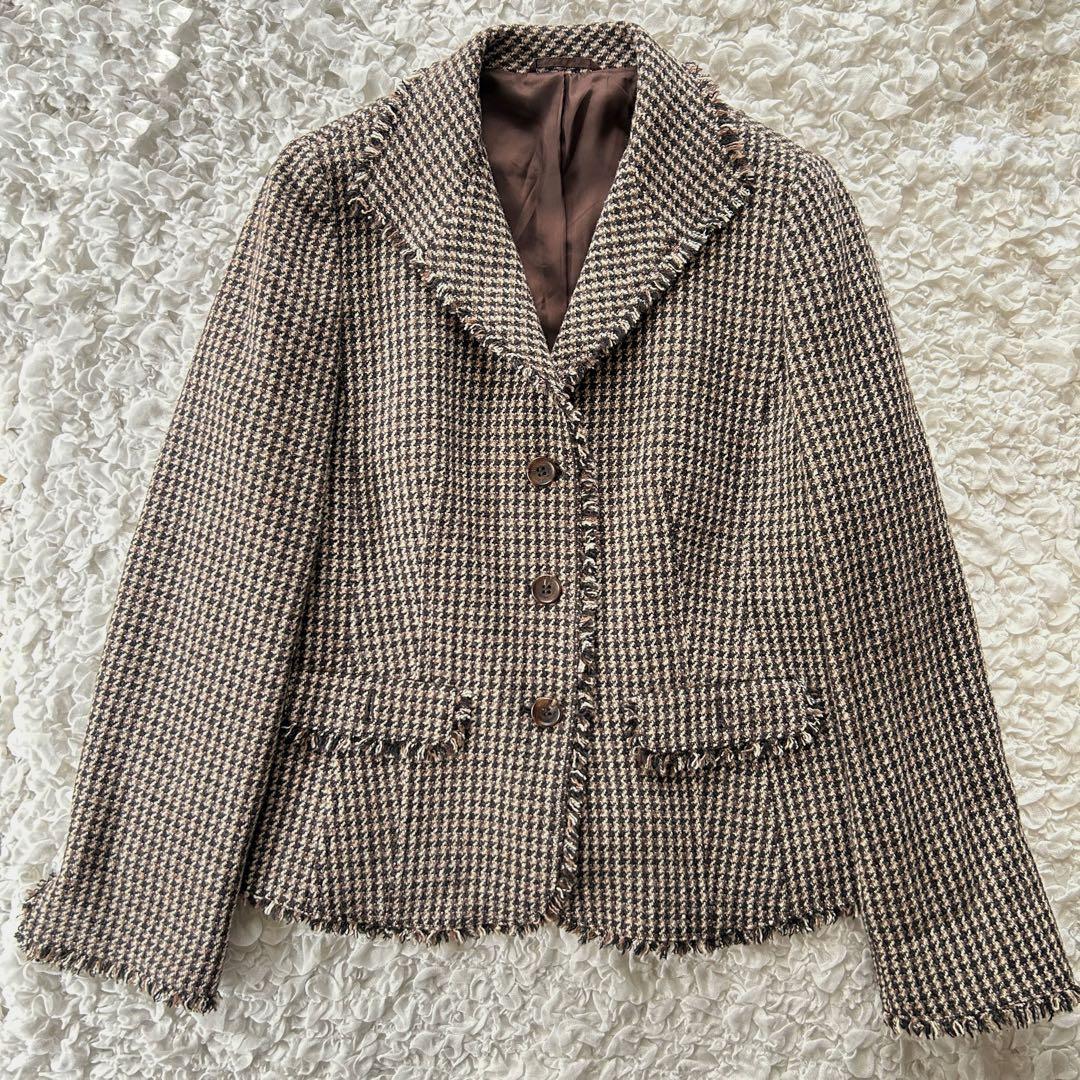 バーバリーロンドン　千鳥格子テーラードジャケット　大きいサイズ　ツイード