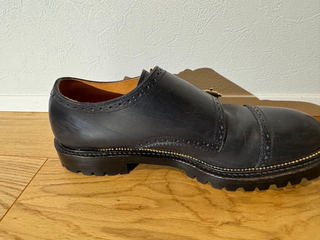 ダブルモンクストラップ 紺レザーシューズ