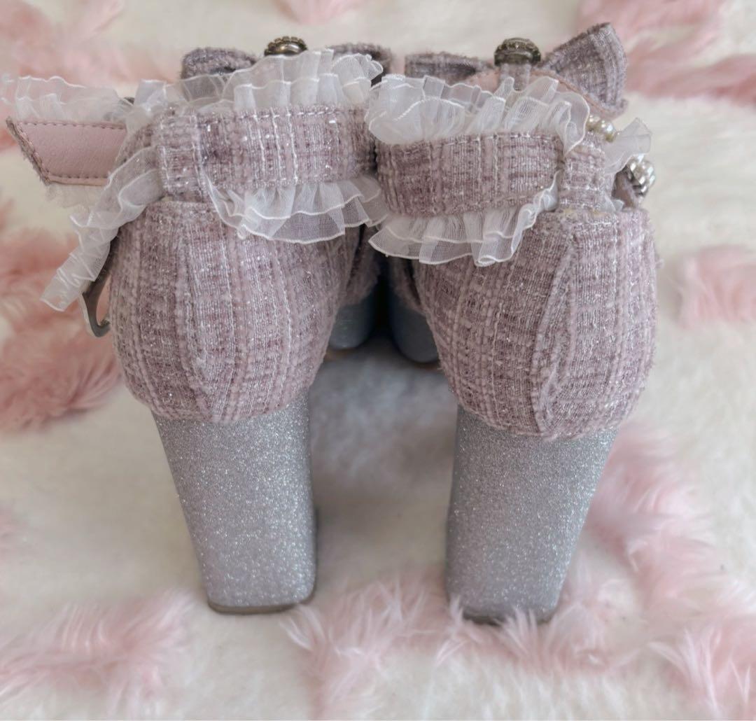 Ank Rouge ツイード厚底シューズ ピンクMサイズ