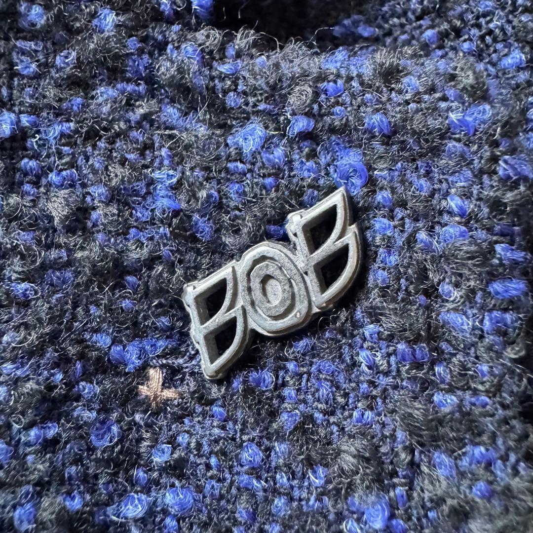 BOB ボブ ツイード テーラードジャケット アンコンジャケット　ネイビー　50