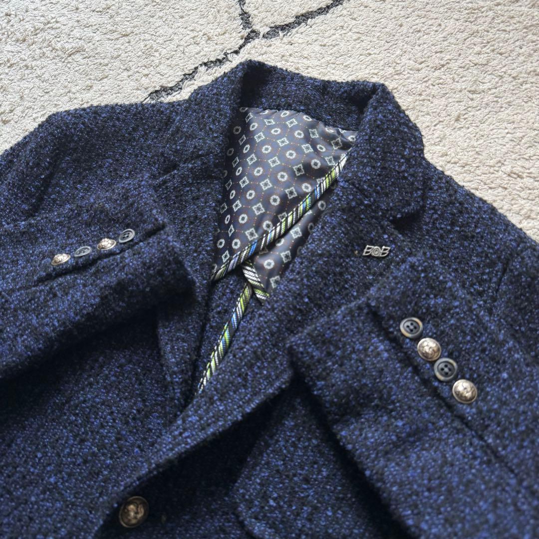 BOB ボブ ツイード テーラードジャケット アンコンジャケット　ネイビー　50