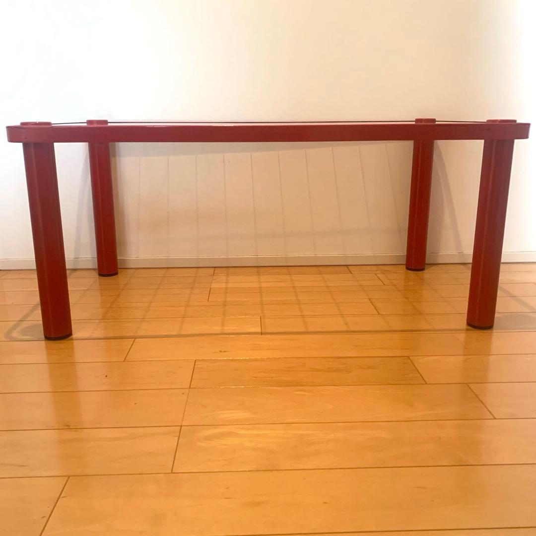 80年代 当時物 ファンシー レトロ ポップ ガラス テーブル 赤