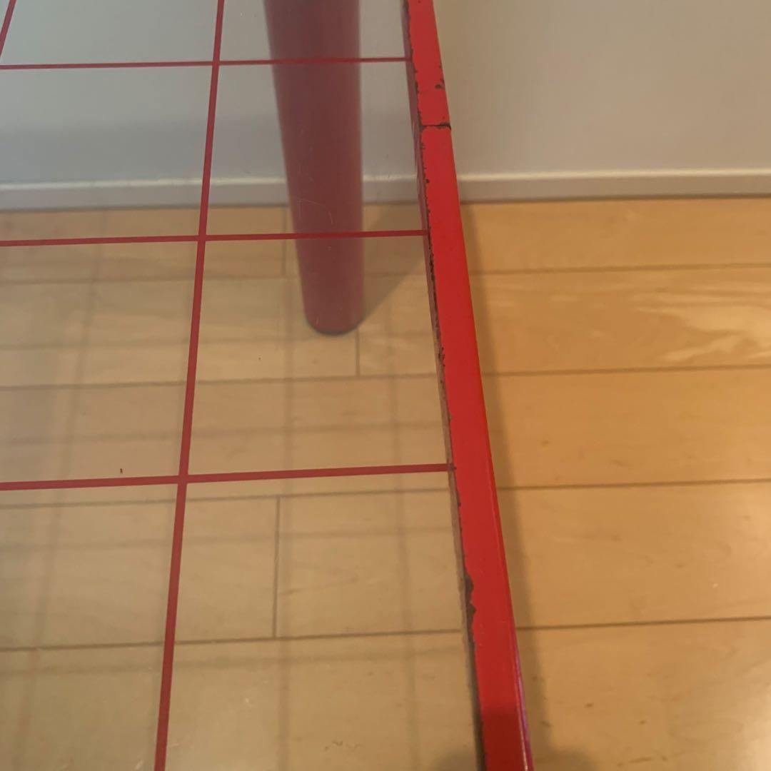 80年代 当時物 ファンシー レトロ ポップ ガラス テーブル 赤