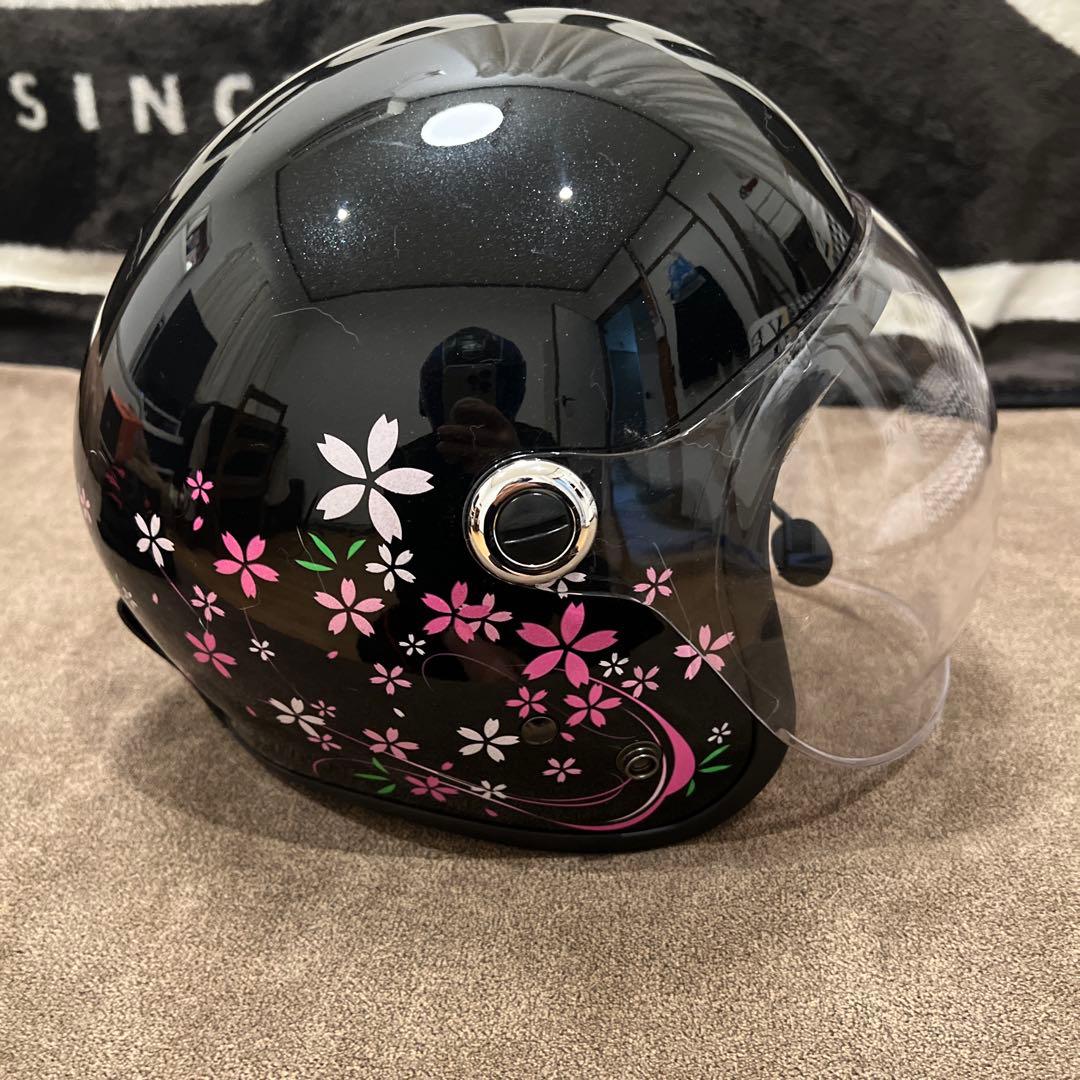 ジェット ヘルメット レディース Gino さくらブラック インカム付き