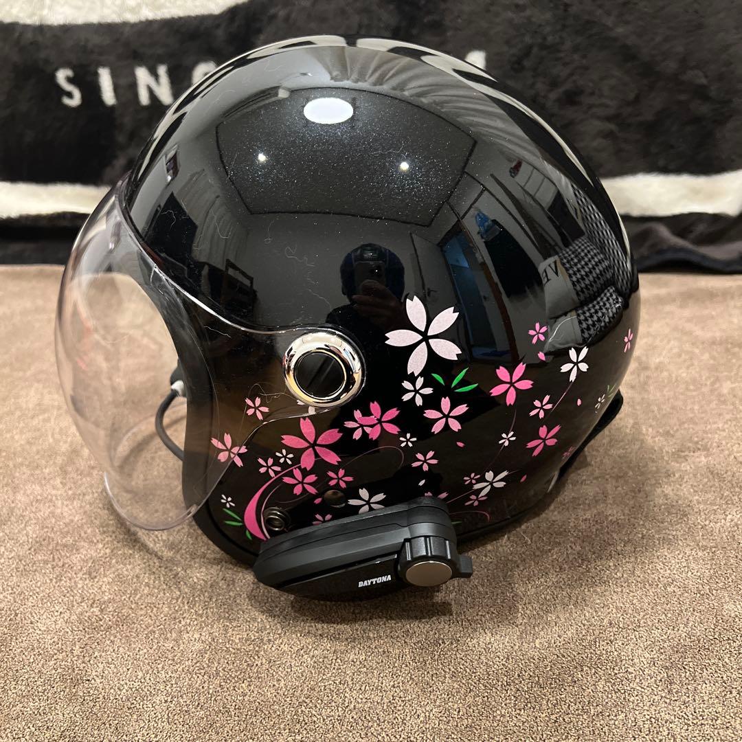 ジェット ヘルメット レディース Gino さくらブラック インカム付き