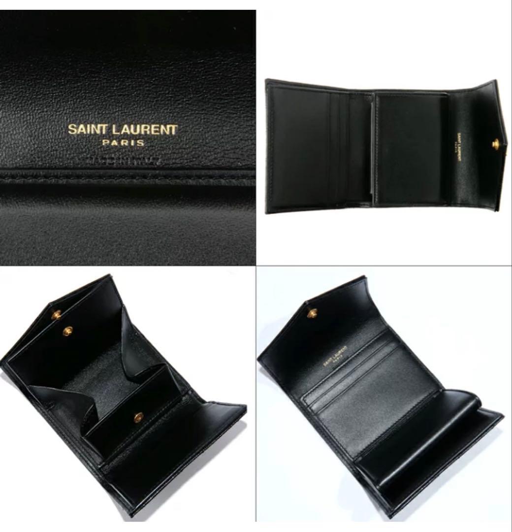 SAINT LAURENT ブラック 三つ折り財布