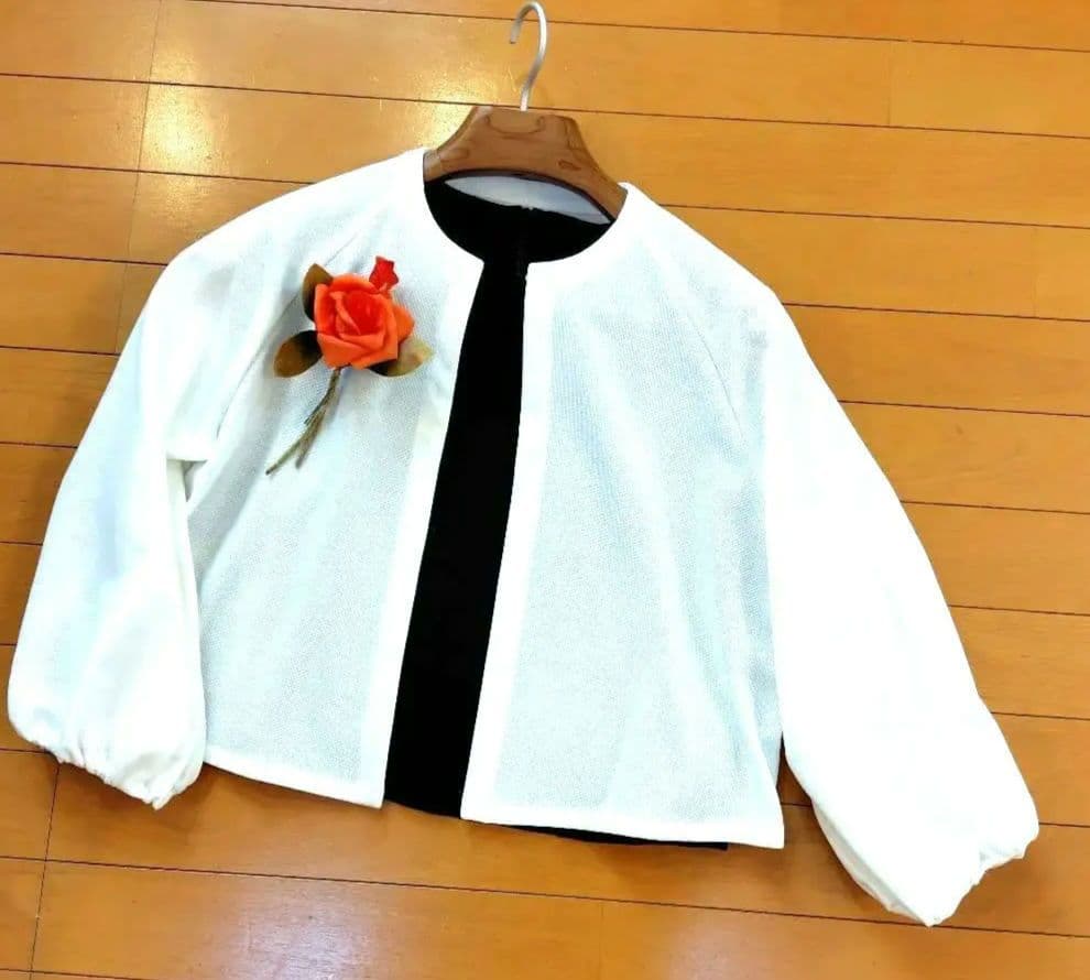 レリアン ノーカラー・バルーンスリーブジャケットコクーン11L