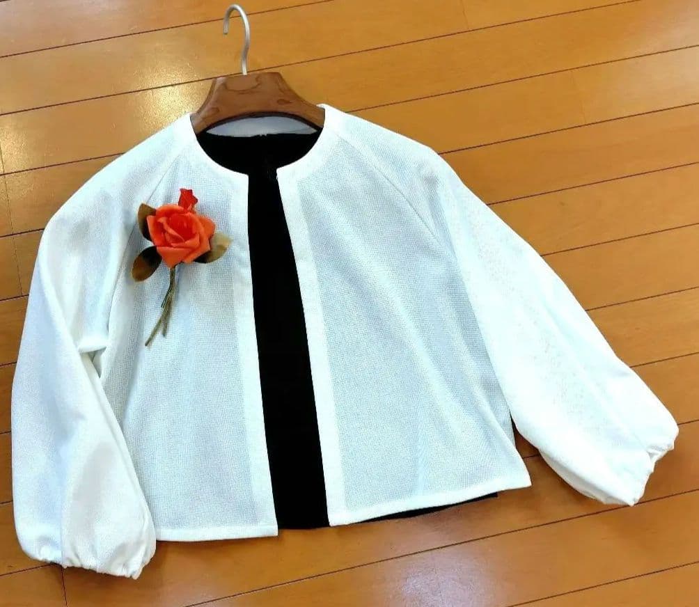 レリアン ノーカラー・バルーンスリーブジャケットコクーン11L