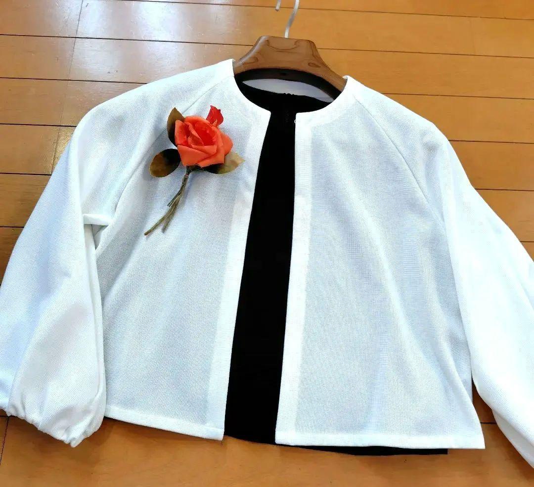 レリアン ノーカラー・バルーンスリーブジャケットコクーン11L