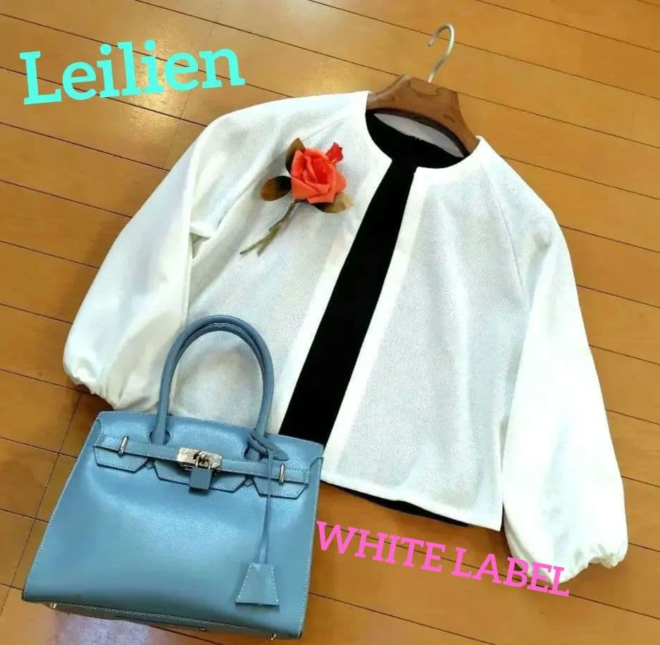 レリアン ノーカラー・バルーンスリーブジャケットコクーン11L