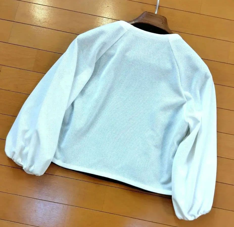 レリアン ノーカラー・バルーンスリーブジャケットコクーン11L