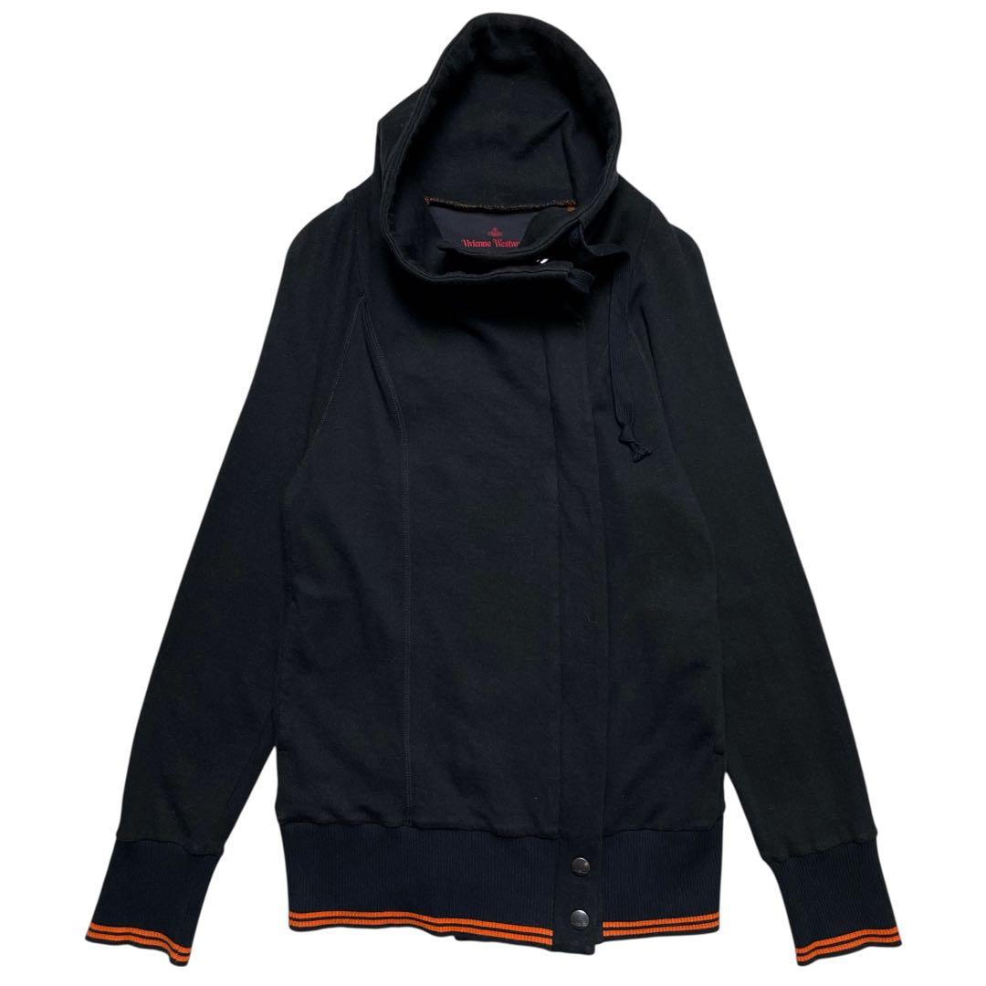 美品【ヴィヴィアンウエストウッド】オーブ刺繍 変形 フルジップパーカー ブラック