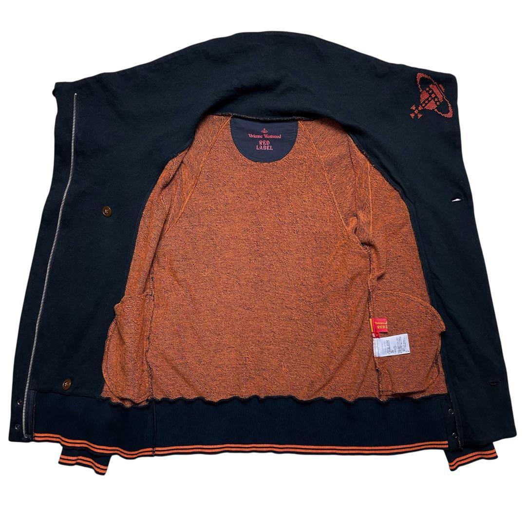 美品【ヴィヴィアンウエストウッド】オーブ刺繍 変形 フルジップパーカー ブラック