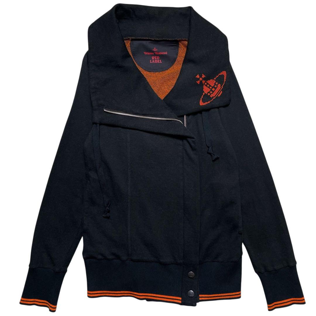 美品【ヴィヴィアンウエストウッド】オーブ刺繍 変形 フルジップパーカー ブラック