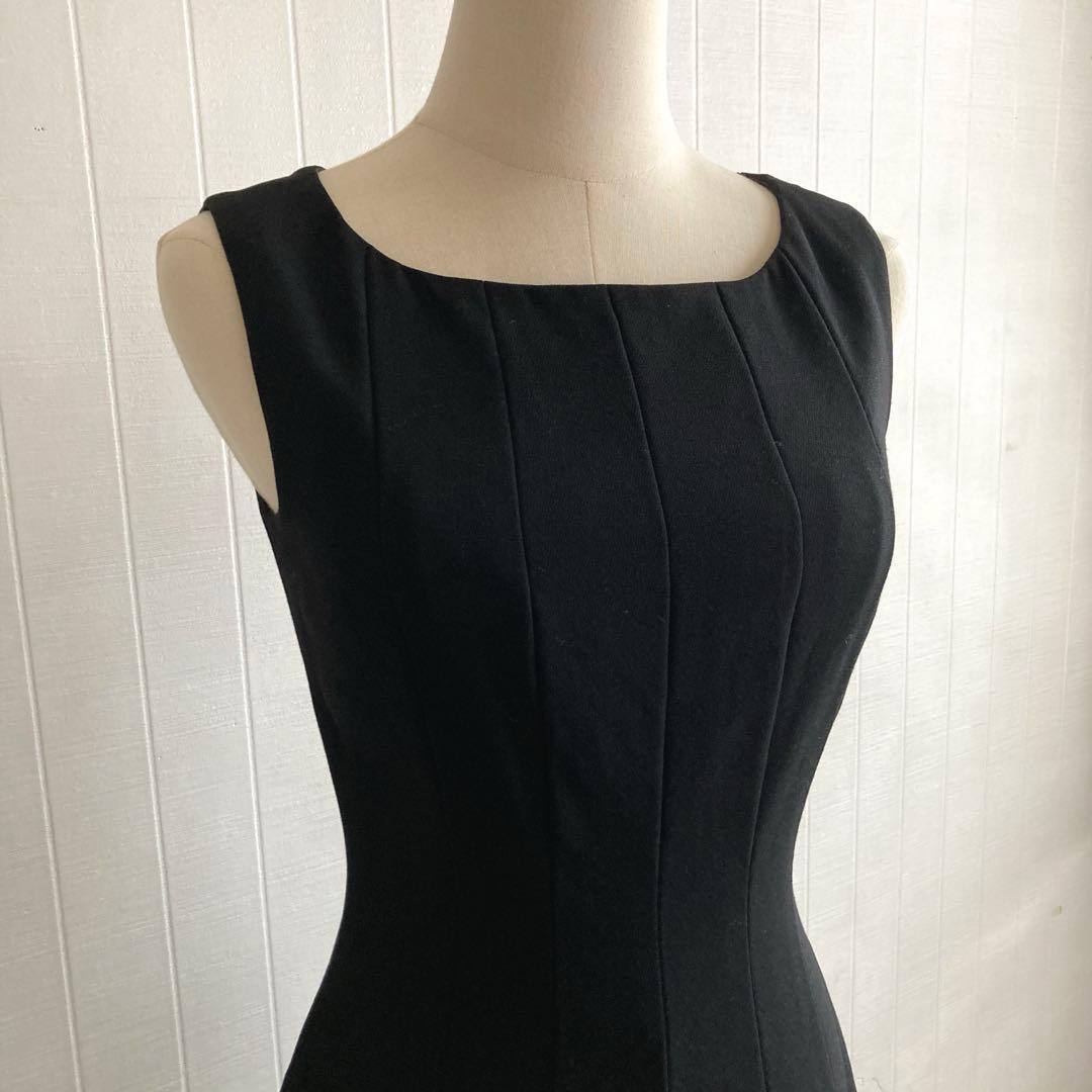 FOXEYフォクシー　ノーカラーワンピース　プリーツ　ミモレ丈　40サイズ