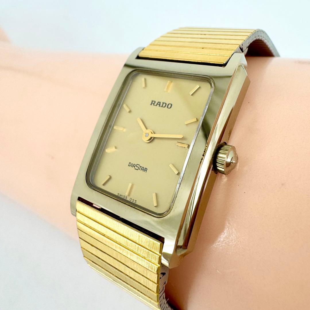 【箱/新品電池】RADO Diastarスクエア 腕時計 ゴールド レディース