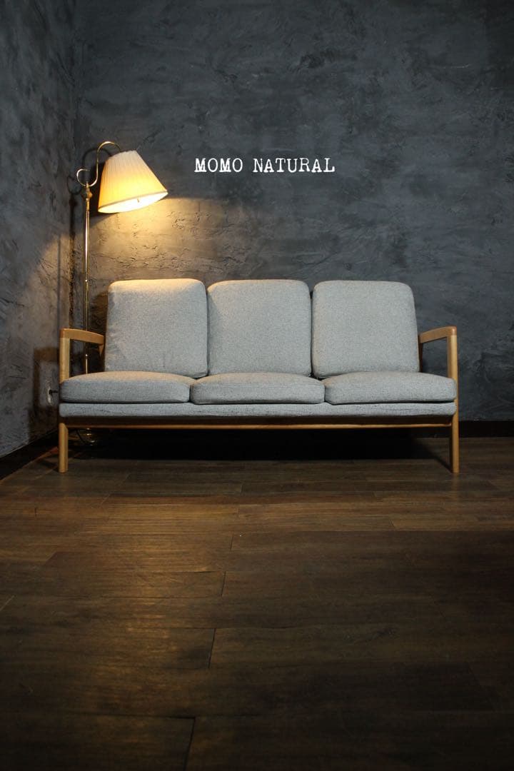 首都圏送無料〜MOSS14万天然木アルダー無垢材 3人がけソファ モモナチユラル