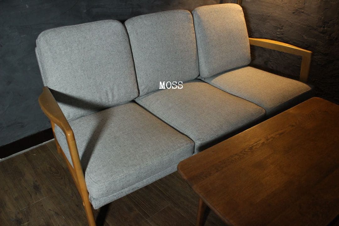 首都圏送無料〜MOSS14万天然木アルダー無垢材 3人がけソファ モモナチユラル