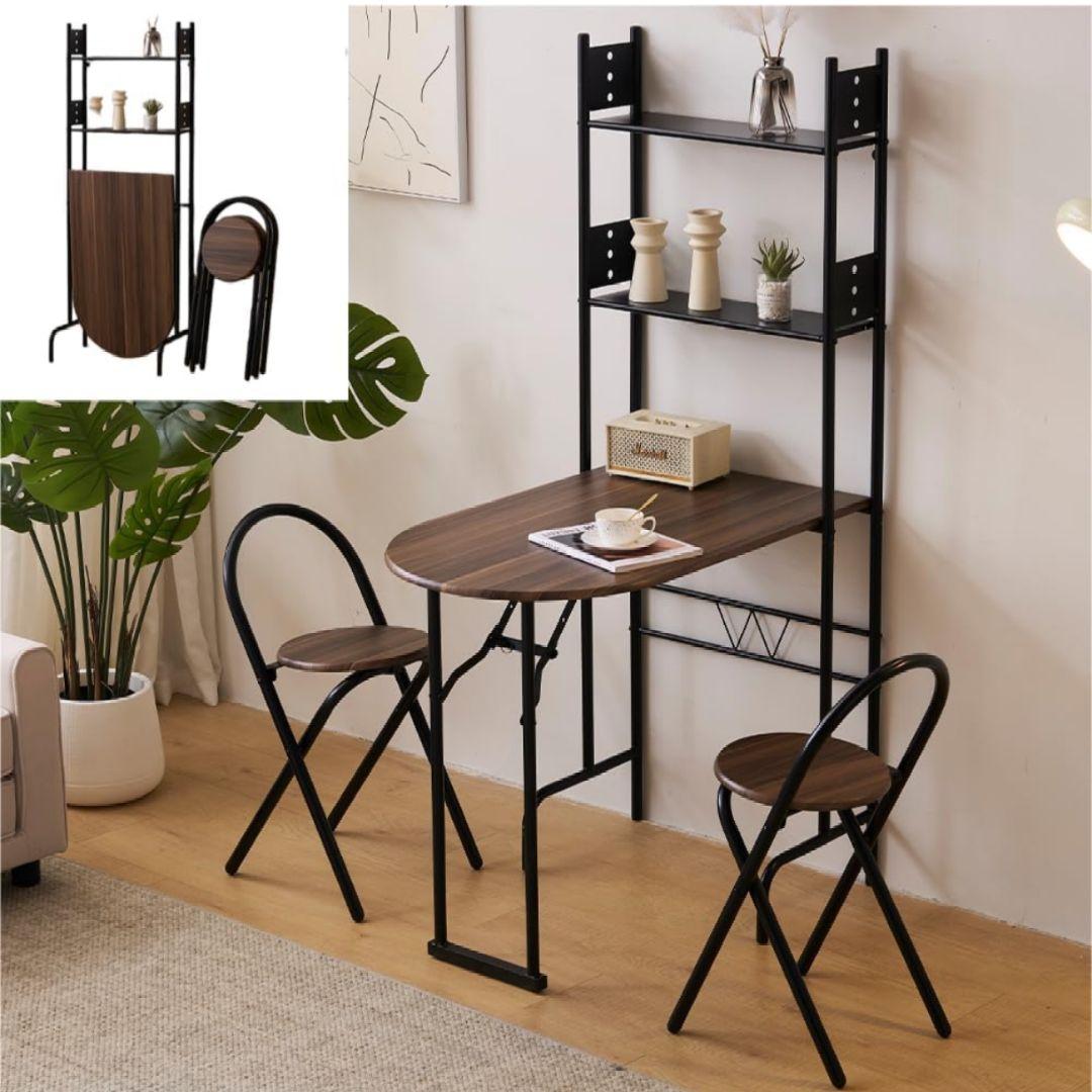 パソコンデスク ダイニングセット 二人 テーブル 折り畳み 2人 椅子付 幅91