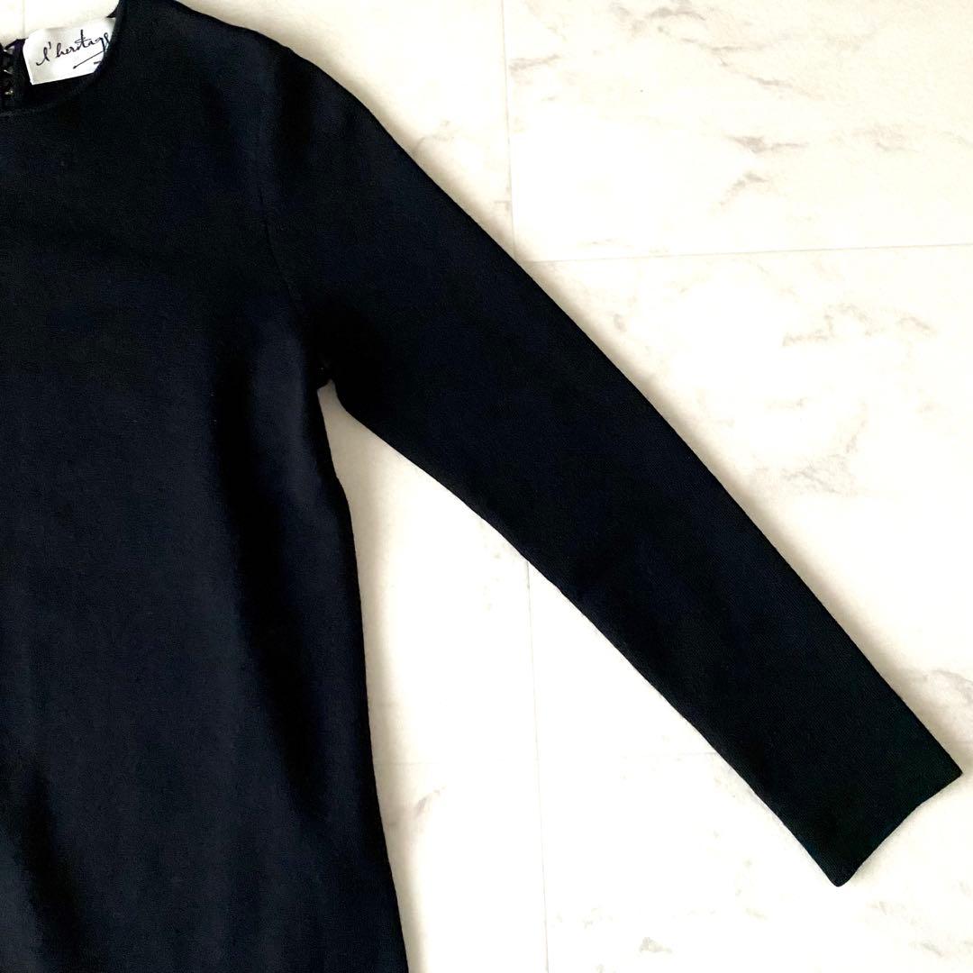 美品.定価4.4万☆レリタージュマルティニーク パールボタン フレアワンピース