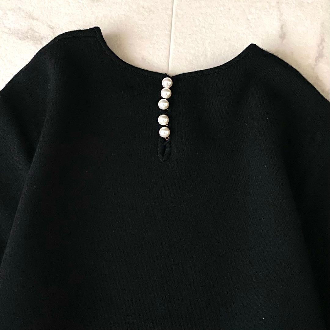 美品.定価4.4万☆レリタージュマルティニーク パールボタン フレアワンピース