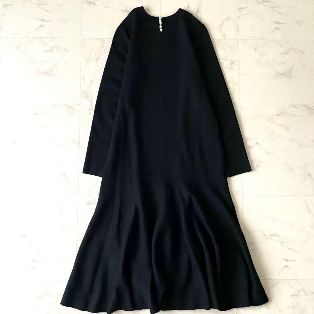 美品.定価4.4万☆レリタージュマルティニーク パールボタン フレアワンピース