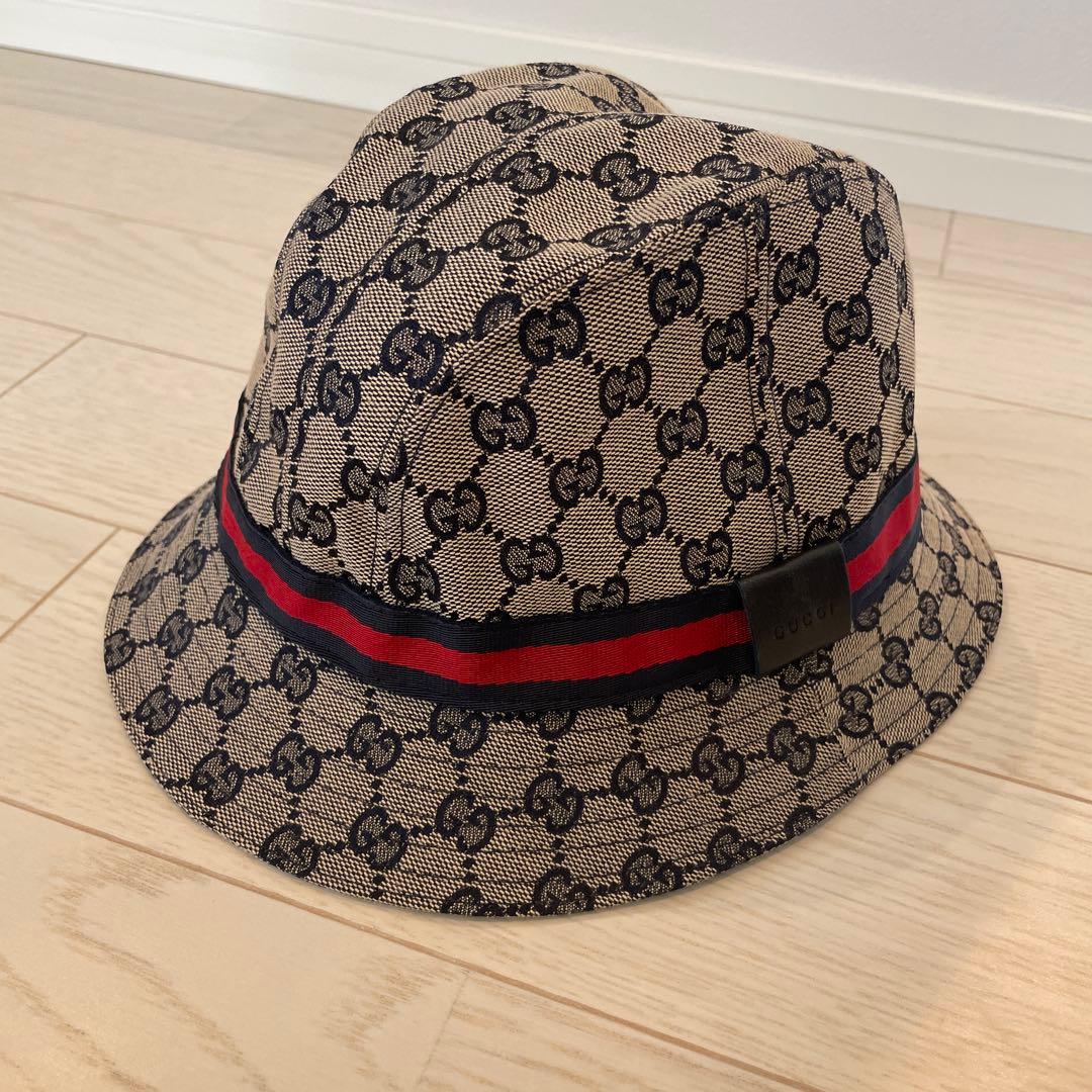 【新品未使用】GUCCI ネイビー ハット GG レディース　Mサイズ