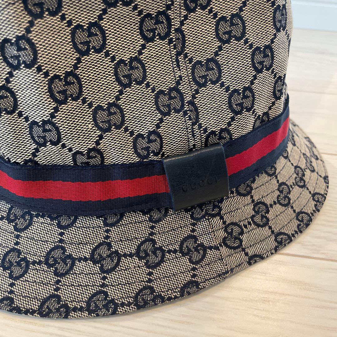 【新品未使用】GUCCI ネイビー ハット GG レディース　Mサイズ