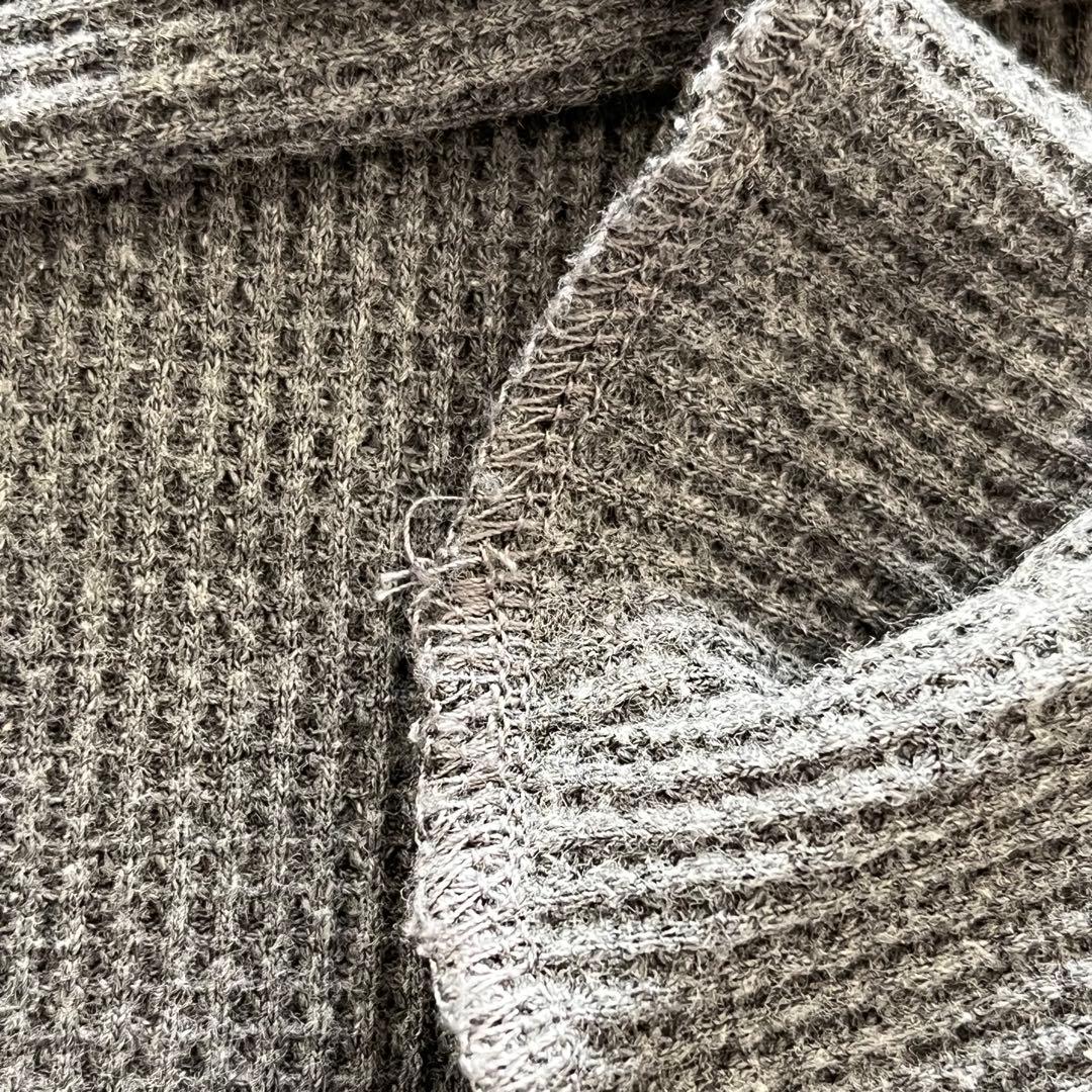 美品★anuke ワッフルヘンリートップス　グレー　長袖　カットソー　ショート丈