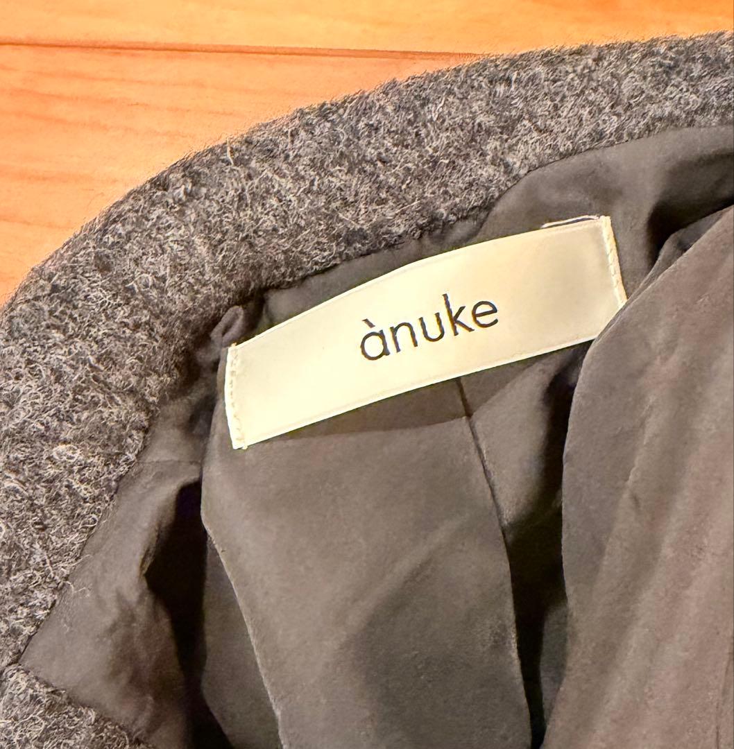 anuke Collarless Cocoon Coat グレー　38