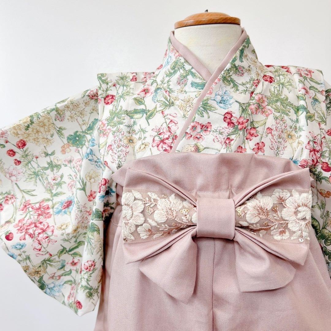 《60-100ワンサイズ》ベビー袴　ベビー着物　お食い初め 初節句❁⃘*.゜