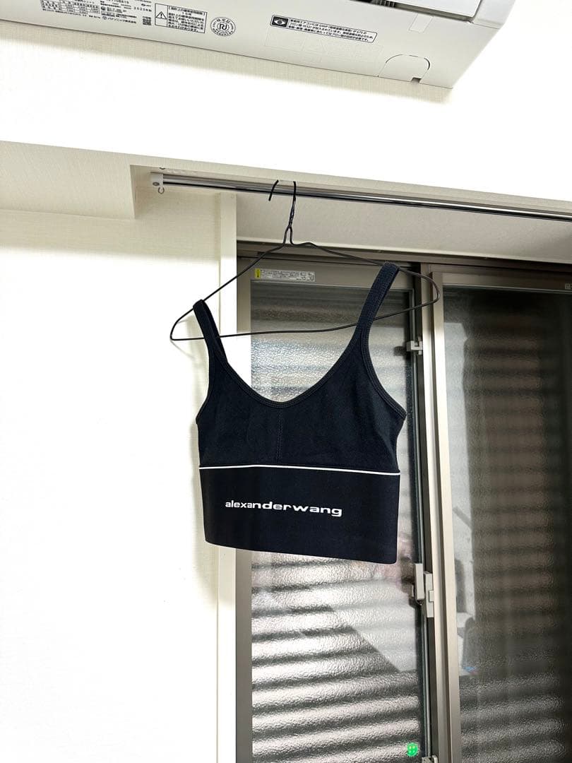 alexanderwang リブジャージー ロゴ エラスティック ブラ