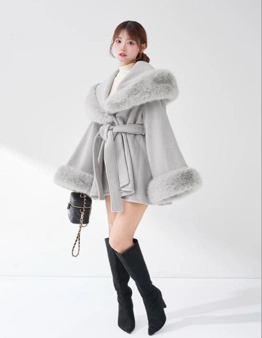 Darich ウエストベルトプリンセスラインコート GRY